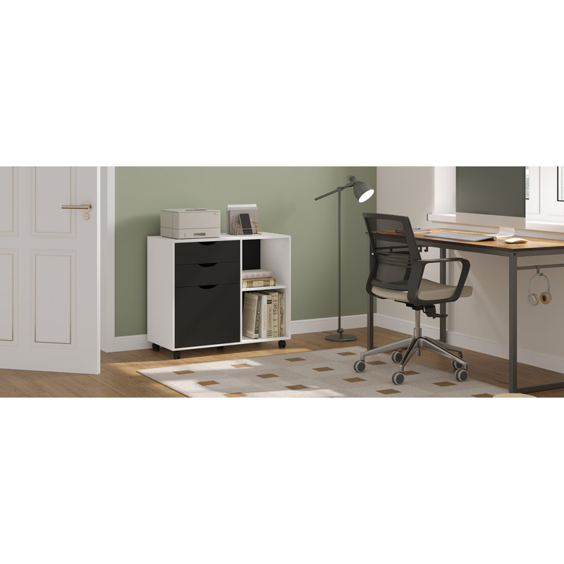 3 -Drawer Filing Storage Cabinet, White/Black