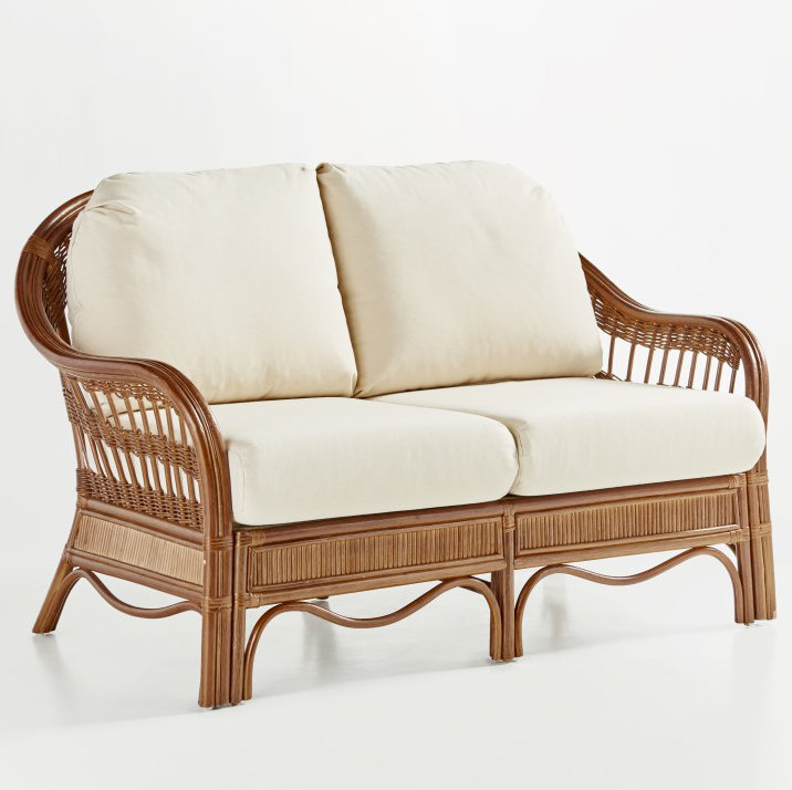 Wittig Upholstered 52'' Loveseat, Dening Greige Natural Solid, Pecan