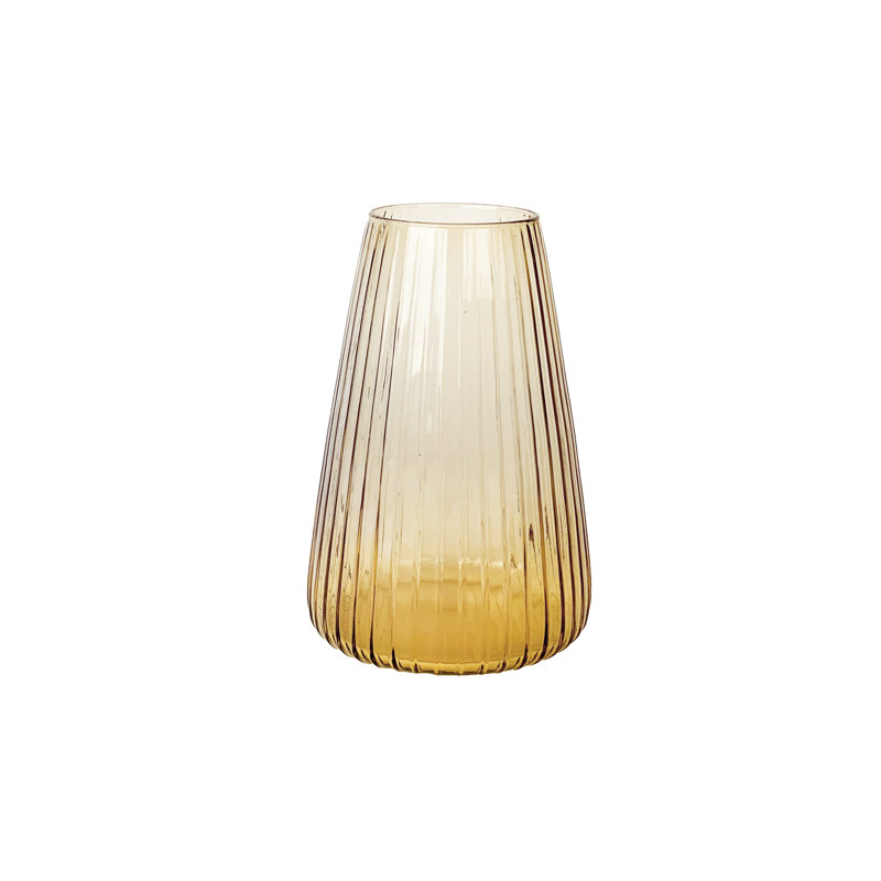Dim Table Vase, Light Amber, 30cm H x 19.5cm W x 19.5cm D