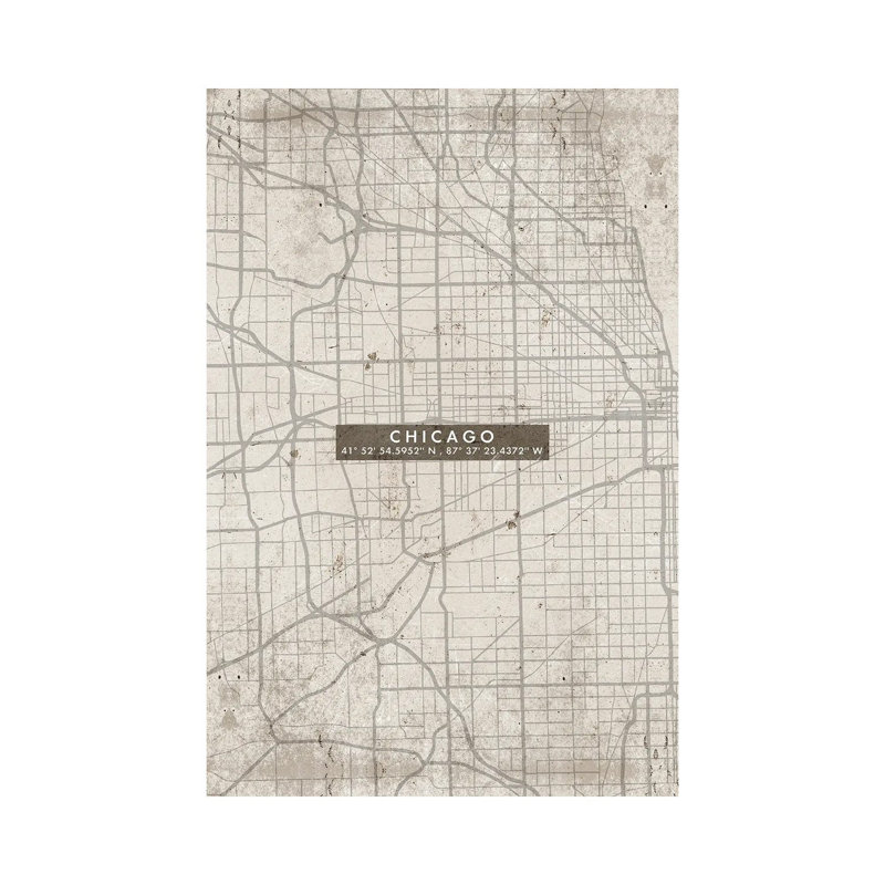 Chicago City Map Abstract 1 Piece Wrapped Canvas Wall Art, 30.48cm H x 20.32cm W