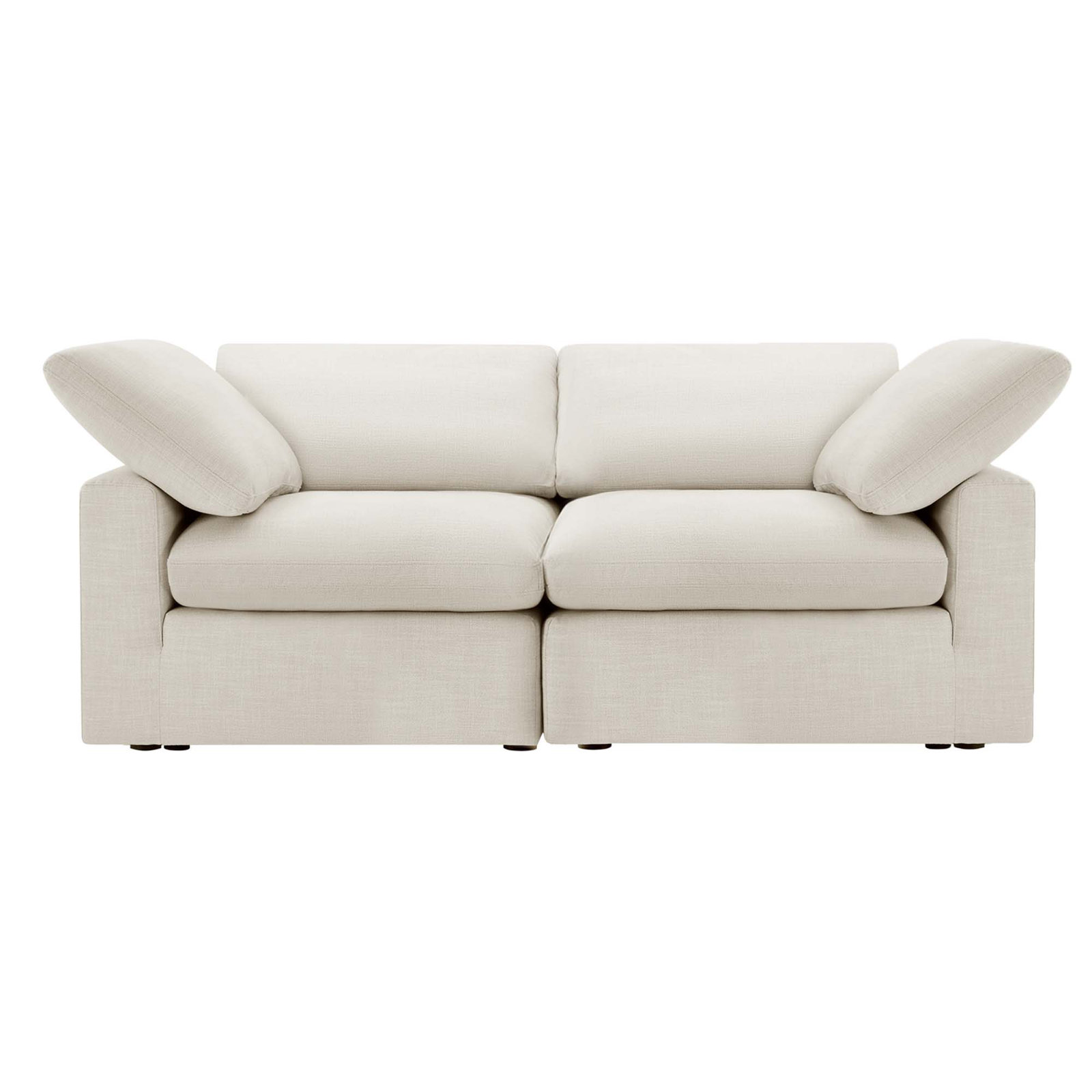 Asher 2 - Piece 79'' Upholstered Modular Sofa, Linen Ivory