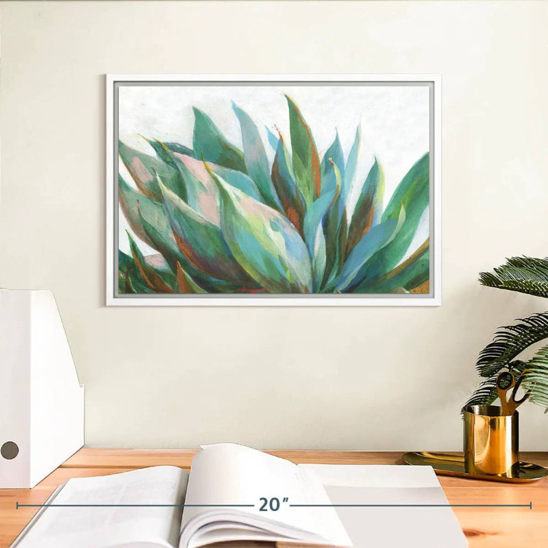 Agave vibrant, Cadre flottant blanc, 13 po x 9 po