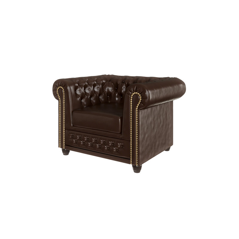 Faux Leather Chesterfield Chair, Brown