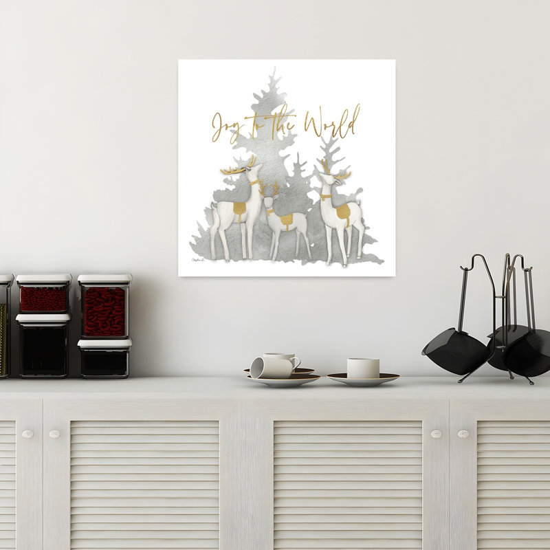 Woodland Deer Joy to the World by Mollie B. - 1 Piece Wrapped Canvas Wall Art, 45.72cm H x 45.72cm W