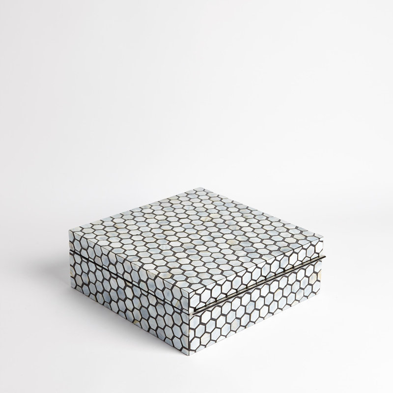 Mother of Pearl Box, 4.5" H x 13" W x 13" D, Pearl