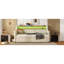 Lit de jour simple beige avec couchette - charge délicieuse, lumières à DEL et tablette de tête de lit tapissier dans la station de charge, rangement-68558320