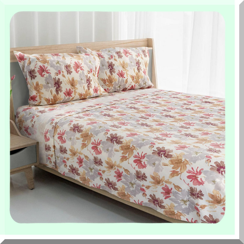 SoftCheck Cotton Flannel Bedding Set - 4-Piece Sheets, Lightweight & Breathable, Brushed for Extra Softness, Fits Upto 16' Mattress - Buffalo Check