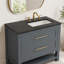 Dessus en quartz 37 po gris et lavabo rectangulaire simple - droite-134637864