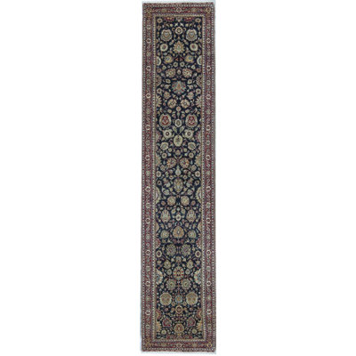 Tapis de couloir noir et rouge de haute qualité noué à la main
