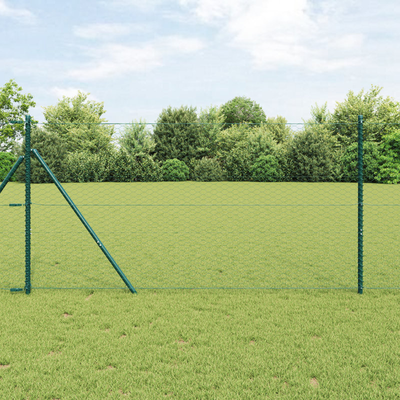 Hexagon Fence Green Steel, 100cm H x 1000cm W