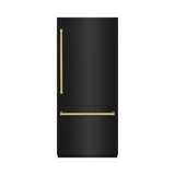 ZLINE Autograph 36 in. White Matte Refrigerator with Gray and Black Accents