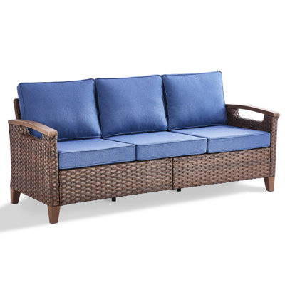 Arundel 73.2" Outdoor Wicker Patio Sofa – Deep Seating Outdoor Couch With Cushions by Red Barrel Studio