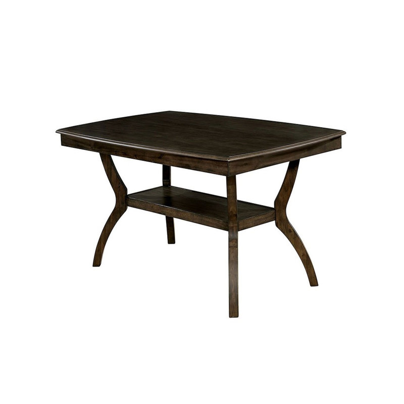Table de salle à manger moderne moderne en noyer antique avec tablette inférieure ouverte 1pc