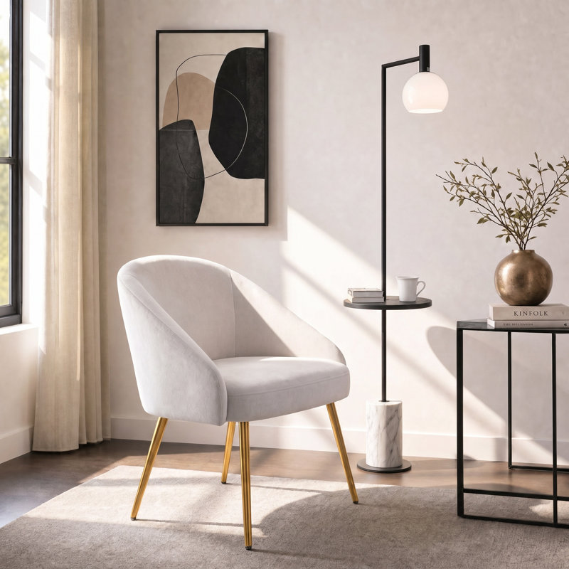 Chaise avec accoudoirs en velours Sutton, Argent