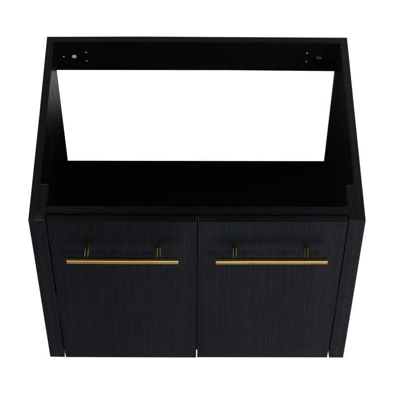 Meuble-lavabo mural 24 po - Châtaignier noir avec rangement et armoire de rangement murale