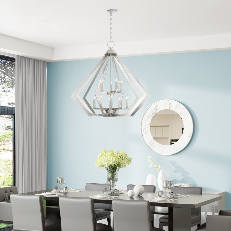 Lustre géométrique en métal 15 lumières Buckeys, Nickel brossé