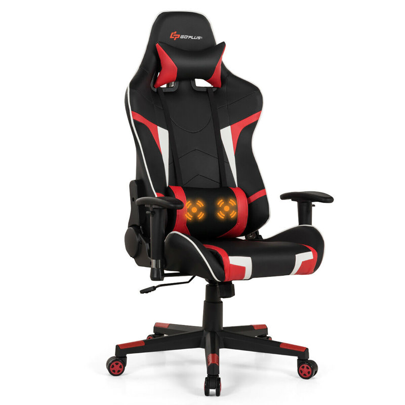 Ebern Designs Adjustable Reclining Ergonomic Swiveling PC & Racing Game Chair, Red