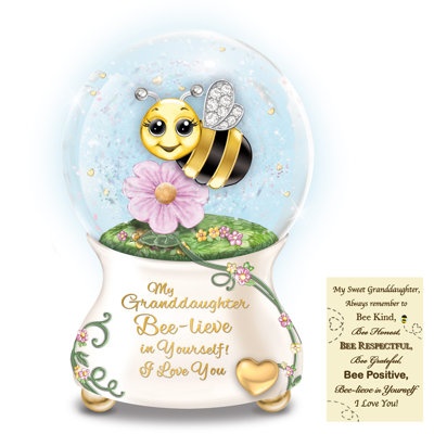 Globe terrestre à paillettes musical Granddaughter, I Bee-lieve in You