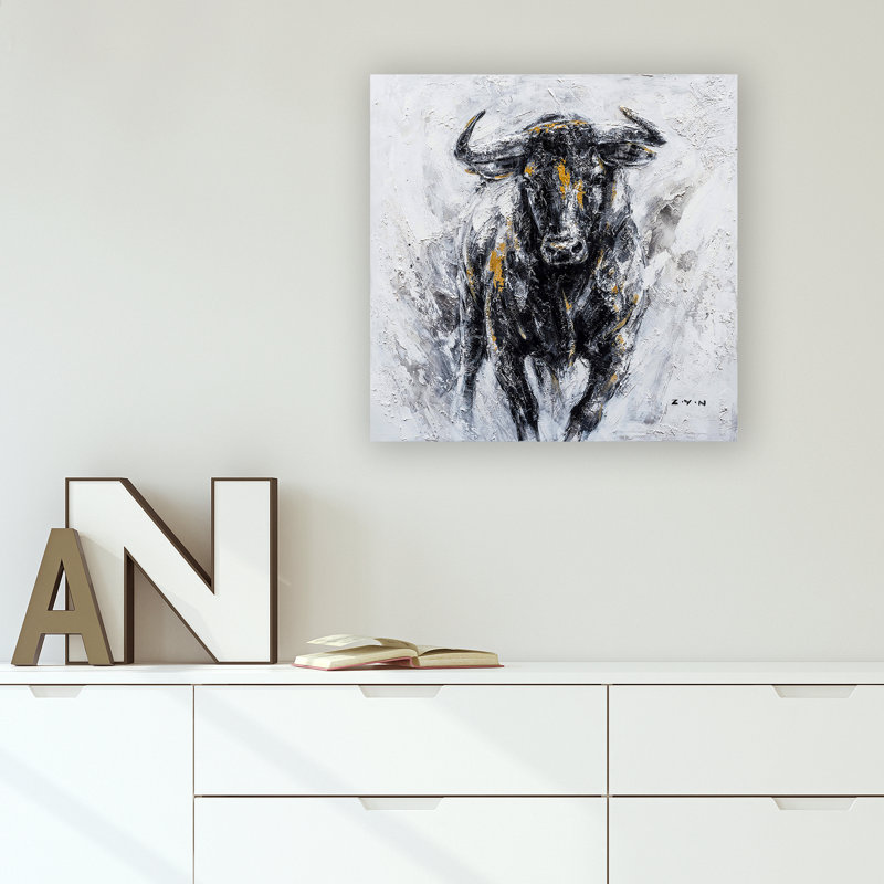 Fearless Ox - peinture sur toile tendue, H 20 po x l 20 po x 1,5 po
