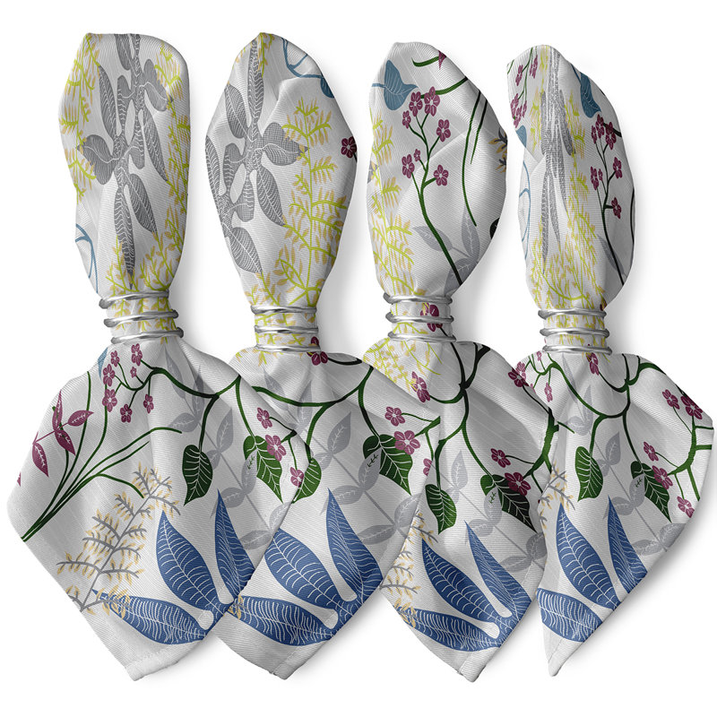 Ensemble de serviettes 4 pièces Slezak Botanical, Gris, L 18 po x L 18 po