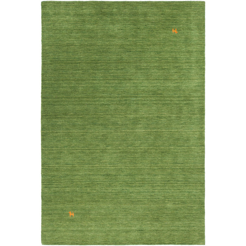 Gabi Handmade Green Area Rug, Rectangle 5' x 7'6"