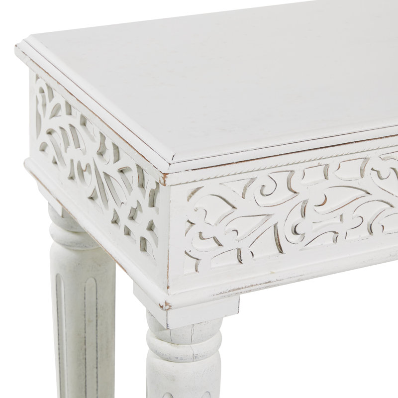 Console à volutes en bois finement sculptée, Blanc