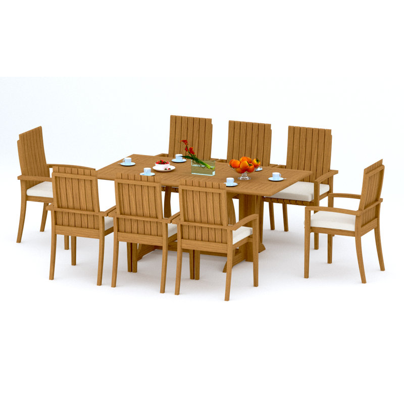 8 - Person Teak Wood Patio Dining Set with
