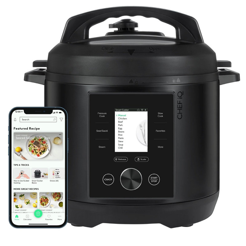 Chef iQ Black 6-Quart Smart Pressure Cooker with Built-in Scale