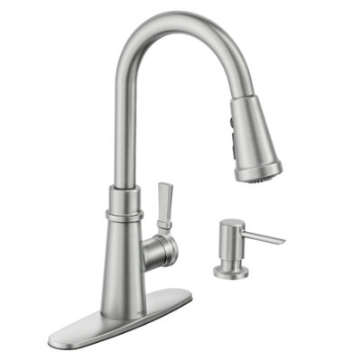 Moen Tullis Single Handle Deck-mount Pull-down Kitchen Faucet with Sprayer ( Deck Plate Included ) (Soap Dispenser Included)