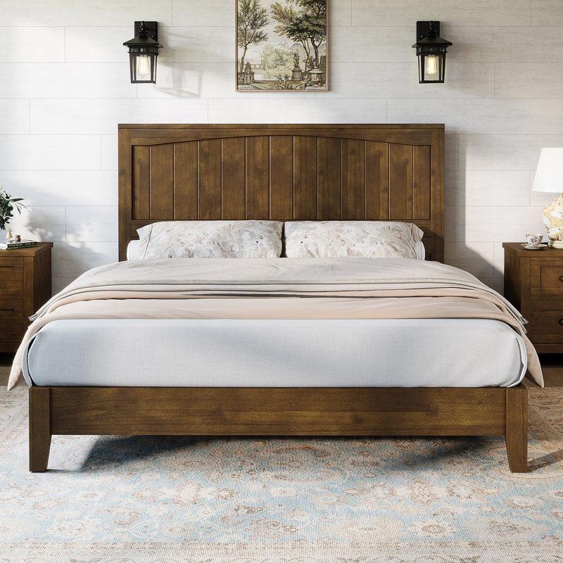 Structure de lit en bois massif 48,4 po Farmhouse, Double, Brun