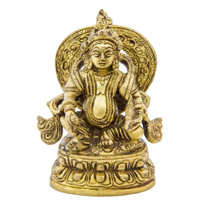 3" Small Handmade Brass Kubera Wealth Deity Statue - Tibetan Buddhist God of Prosperity Sculpture - Spiritual Home Decor Art - Made in India