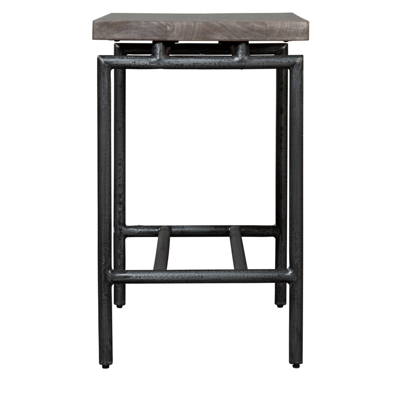 Transitional Grey and Black Wood-Metal Chairside Table with Storage