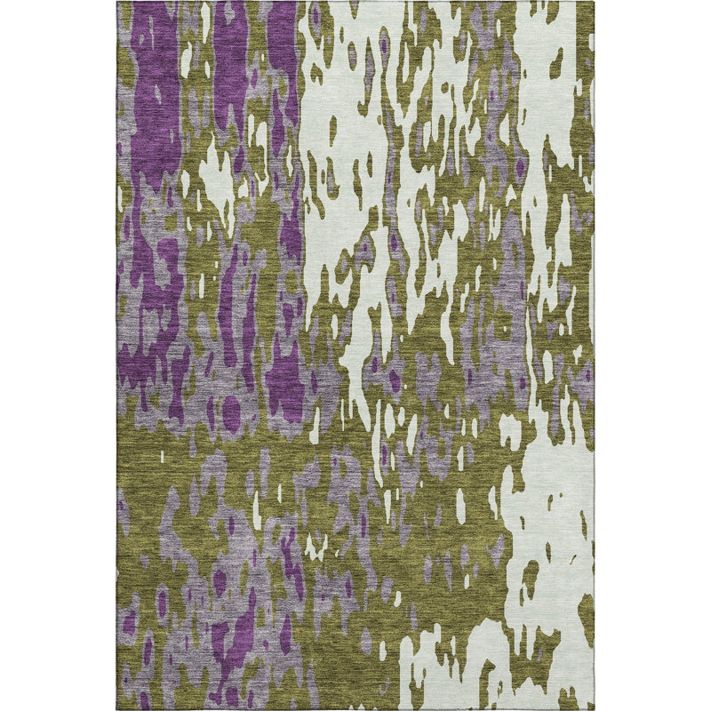 Premium Machine Washable Prisco Olive Rug, Rectangle 8' x 10'