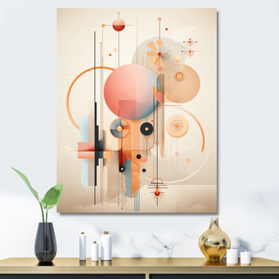«Distant Celebration Circurlar In Retro Pink I - Modern Geometric Wall Art Living Room