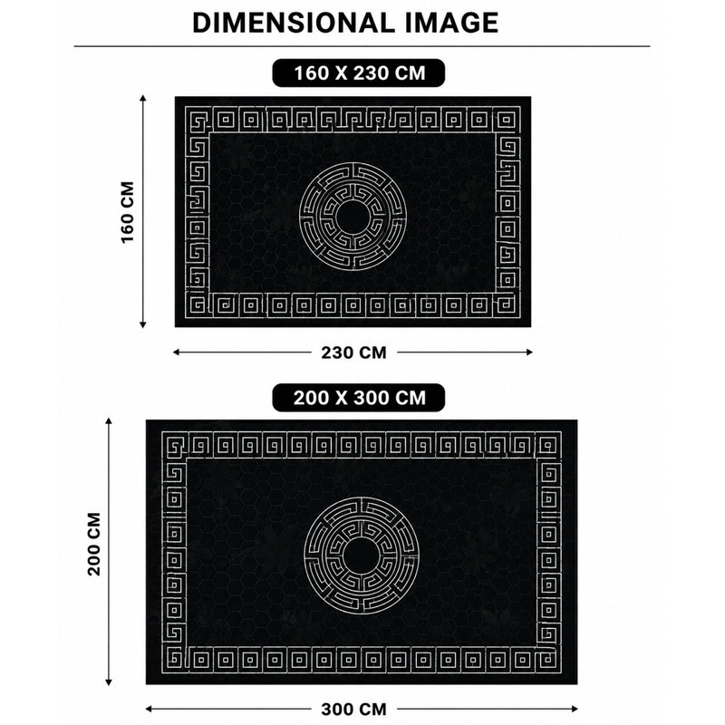 Vibe Large Area Rug Greek Design Carpet With PVC Backing Non-Slip Rug For Living Room, Hallway, Bedroom & Indoor/Outdoor Spaces