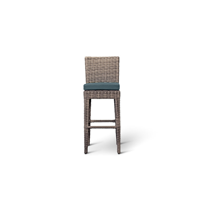 Arden Outdoor Bar Stool, 25", Textured Slate, Canvas Natural Sunbrella® Canvas