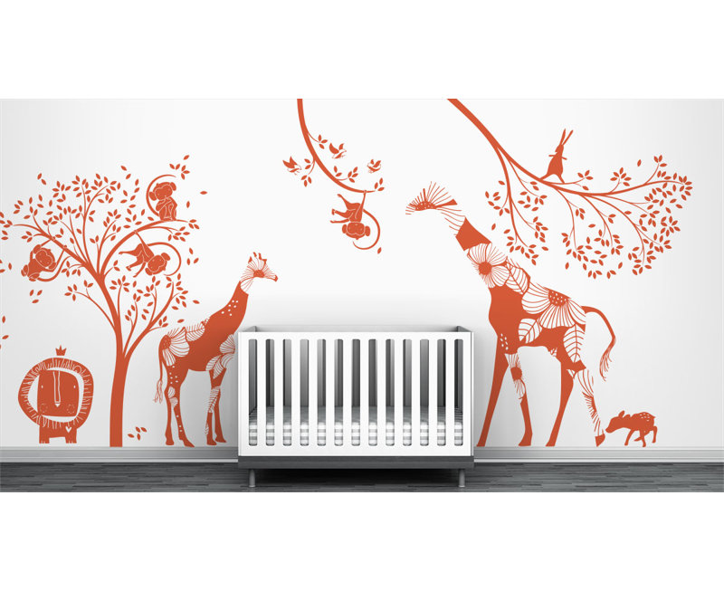 Décalcomanie murale jungle baby, Orange foncé