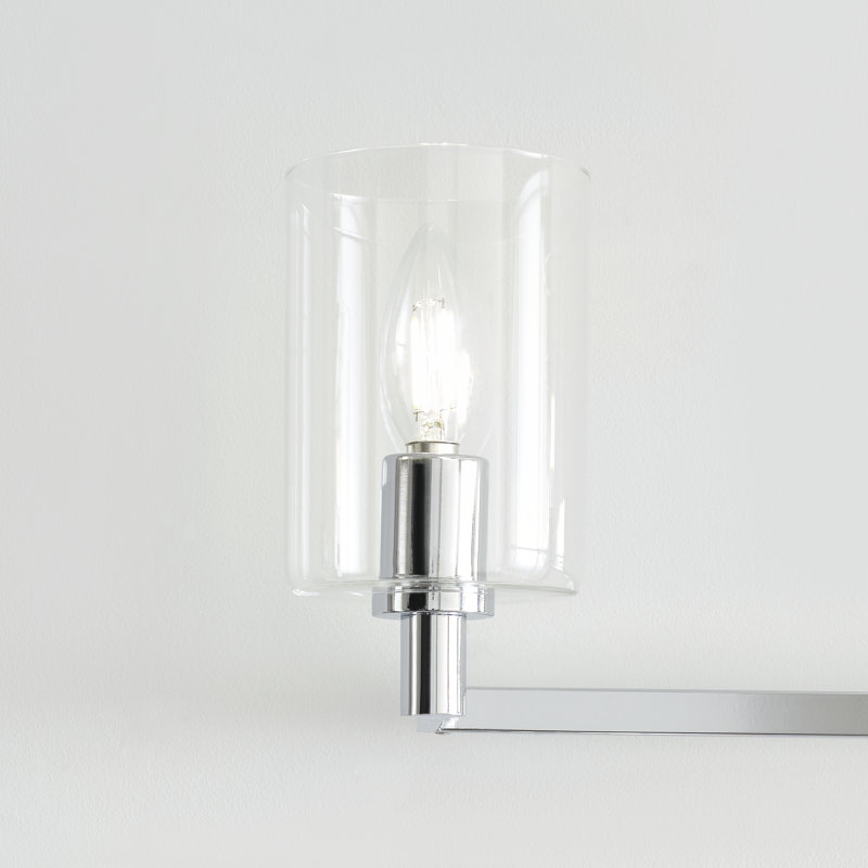 Chrome 4-Light Dimmable Vanity Fixture with Clear Glass Shades