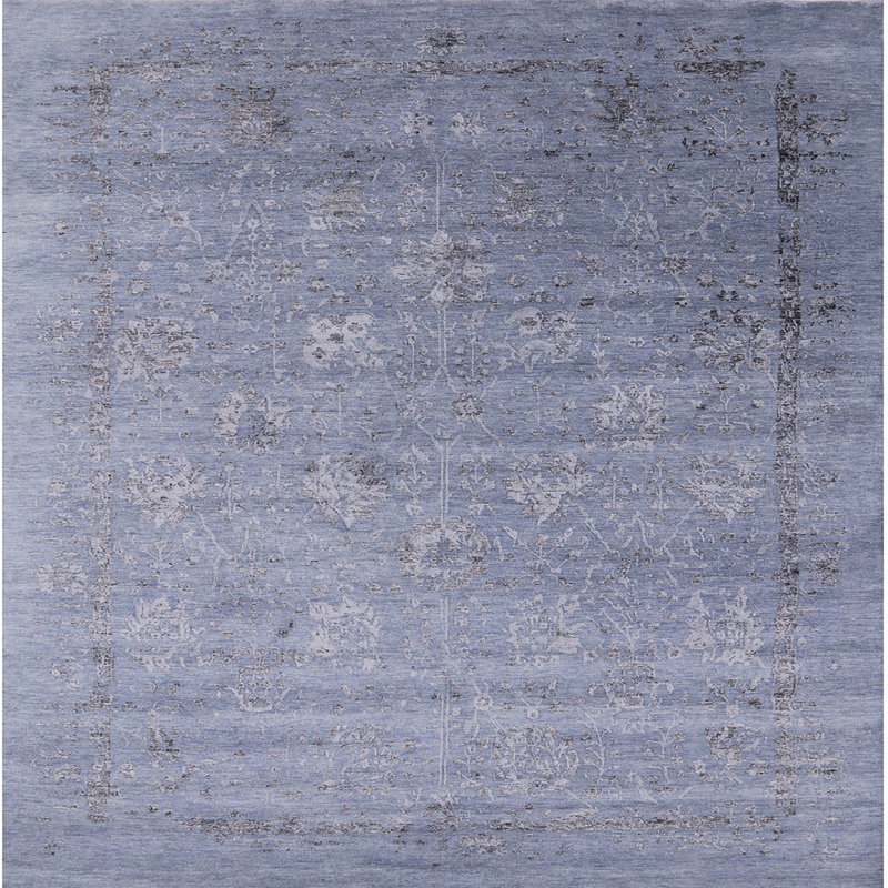 Tapis oriental bleu Maile, Carré 3 pi