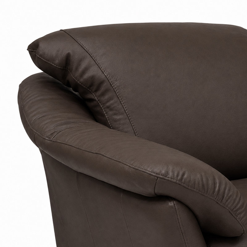 Canapé modulaire en cuir fleur Ramdev, Orienté à gauche (vu de face), Cuir véritable brun