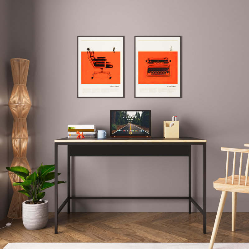 Bimossa Viya 120cm Wide Home Office Desk, Stylish Wooden Study Table with Metal Legs, Home Workstation, Computer Table & Writing Desk, Ideal for Remote Working & Modern Interiors