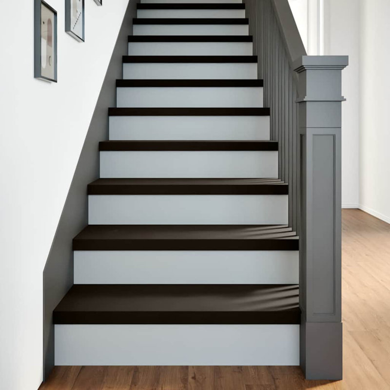 Tapis d'escalier en bois de chêne massif 0,8 po, Rectangle 9,8 po x 3 pi 7 po, Brun, 2 pièces incluses