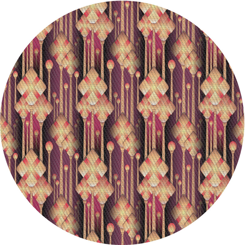 Tapis décoratif mauve à motif géométrique Pilcher, Rond 7 pi