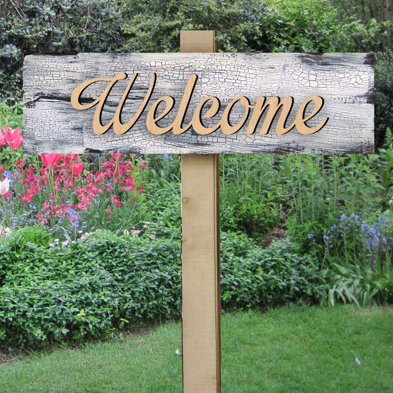 Enseigne de jardin welcome