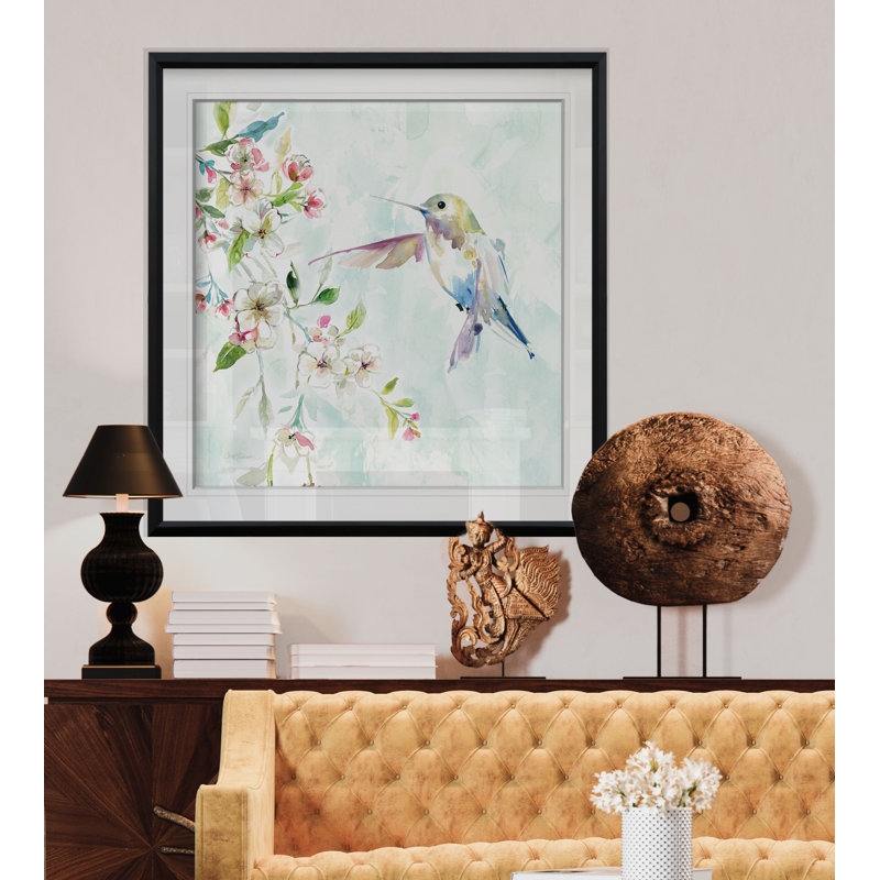Colibri IV - reproduction d'art, H 17,5 po x l 17,5 po x P 1,5 po, Cadre noir