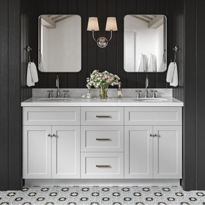 Hamlet 67 " W Freestanding Standard Free Standing 2 Double Vanity Bathroom Vanity With Carrara Marble Top
