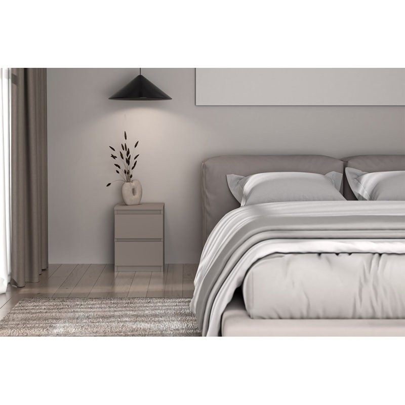 Taahir 2-Drawer Bedside Table 30 cm Grey