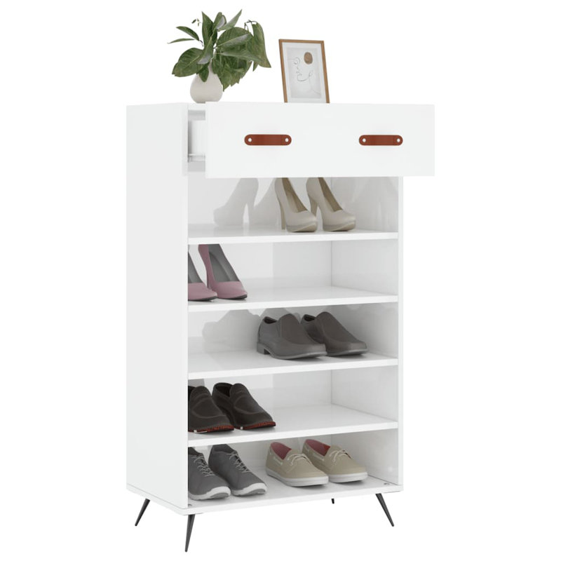 10 Pair Shoe Storage Cabinet, High Gloss White