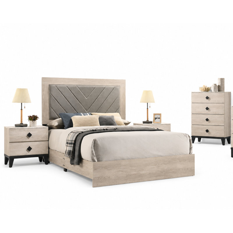 Eiraanaci Upholstered Standard Bed, Queen, Cream