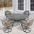 Outdoor Cast Aluminum Dining For 4 - 48.03" Round Table, , Seat Cushions In Random Colors 5 , Exquisite Lines,-907479154
